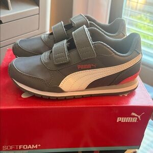 NIB PUMA Kids Gray and Red Sneakers 13 C